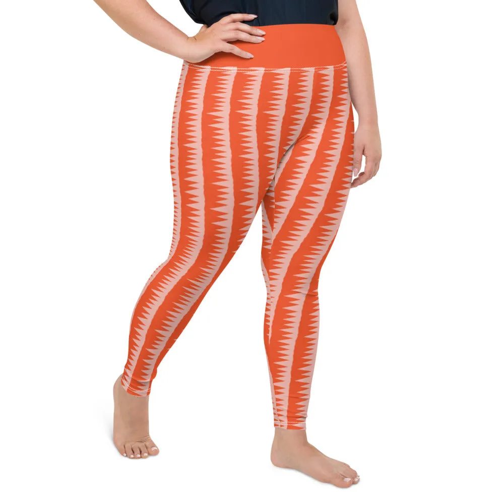 Plus Size Leggings, Tiger Teeth Pink