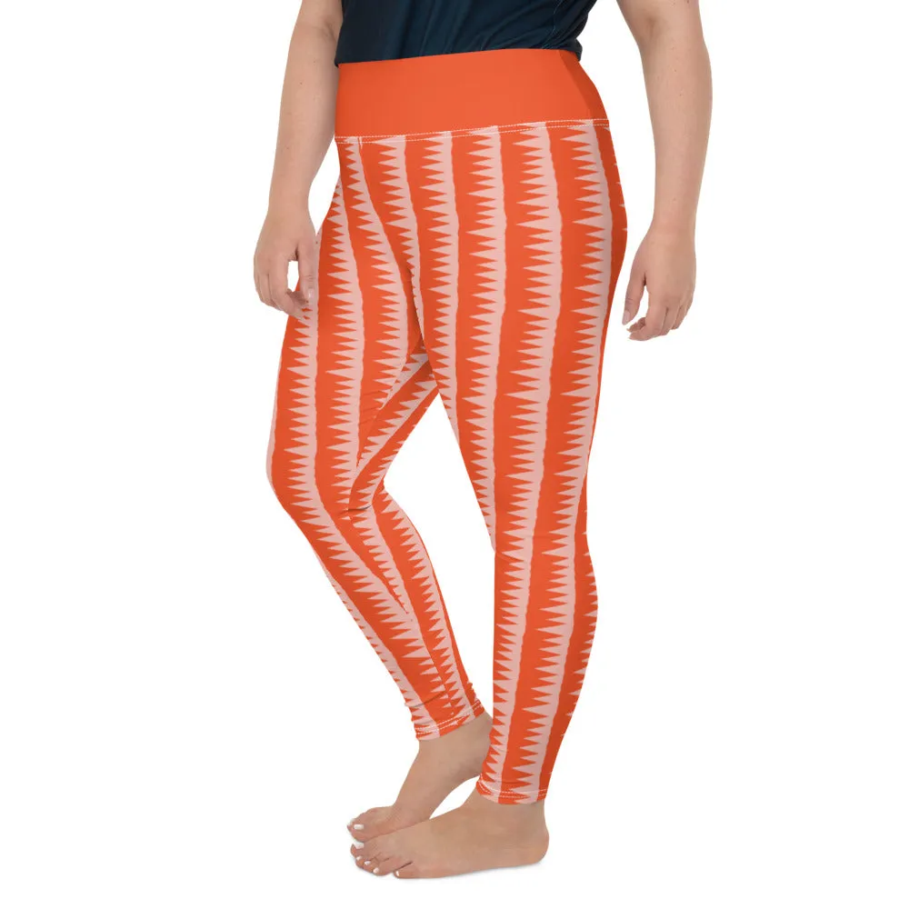 Plus Size Leggings, Tiger Teeth Pink