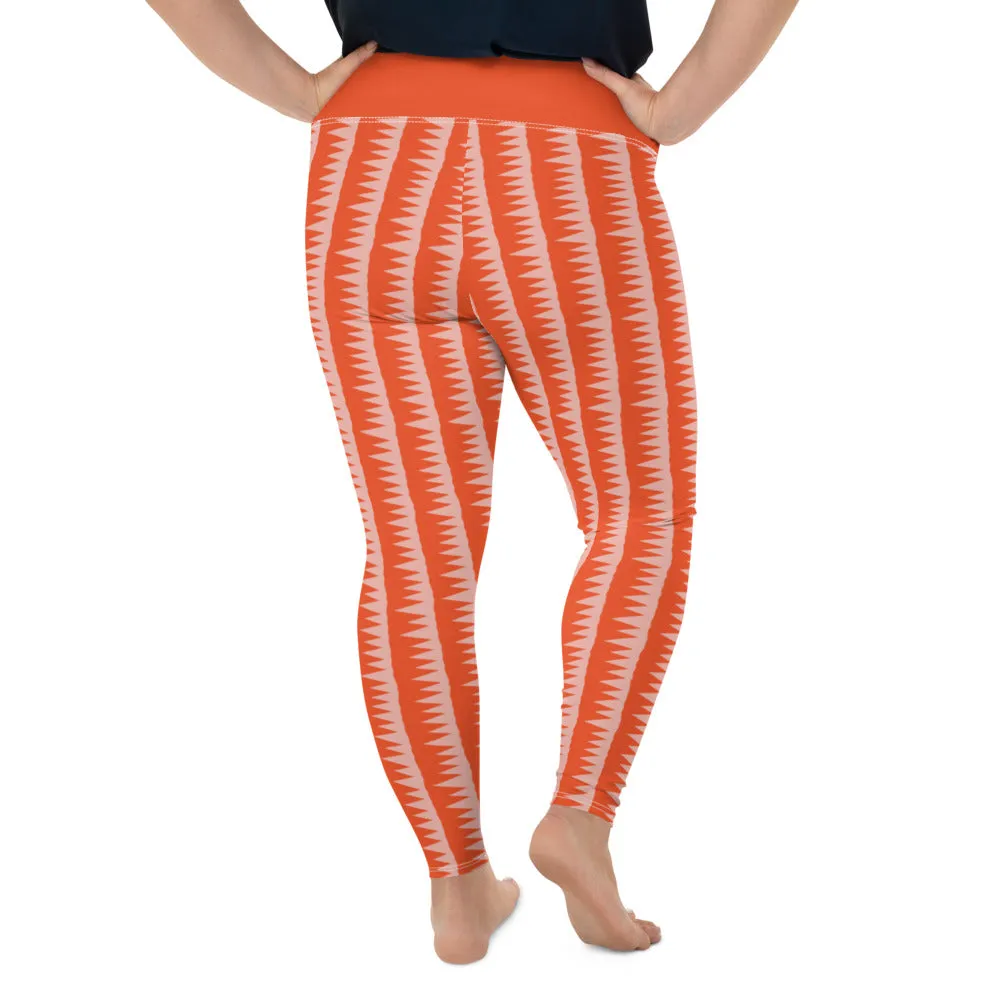 Plus Size Leggings, Tiger Teeth Pink