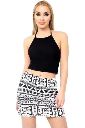 Plus Size Printed Mini Bodycon Short Skirt