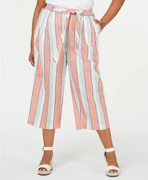 Plus Size Striped Pull-On Capris