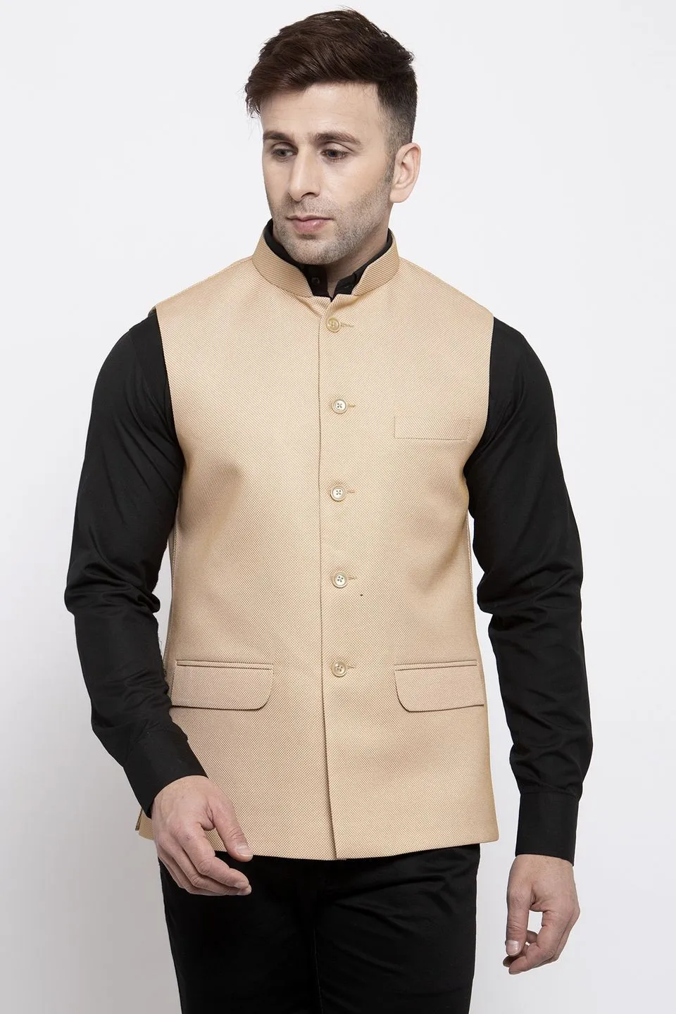 Polyester Cotton Beige Modi Nehru Jacket