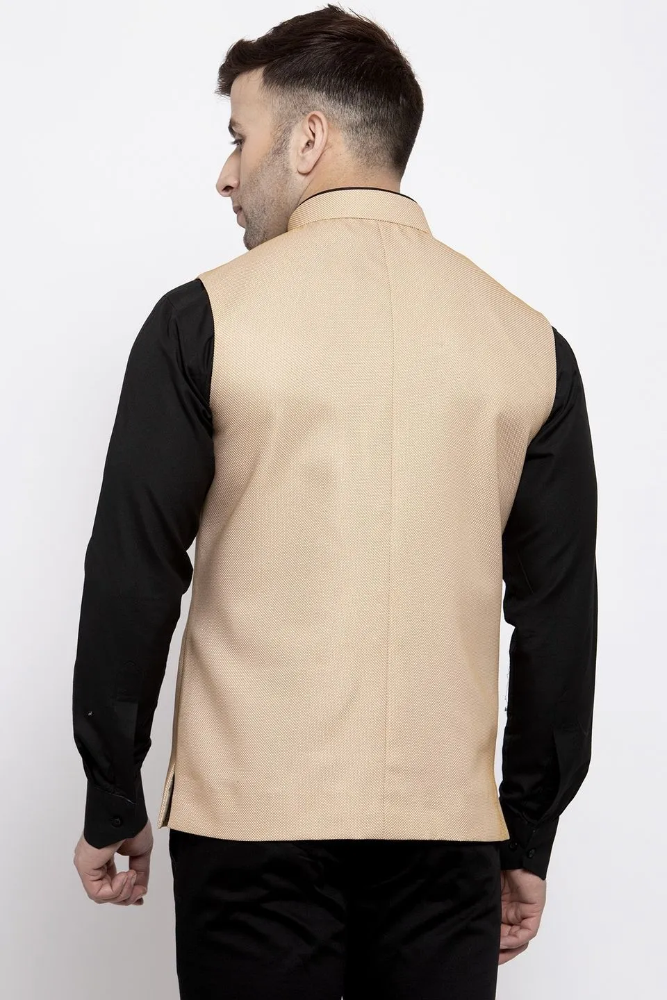 Polyester Cotton Beige Modi Nehru Jacket