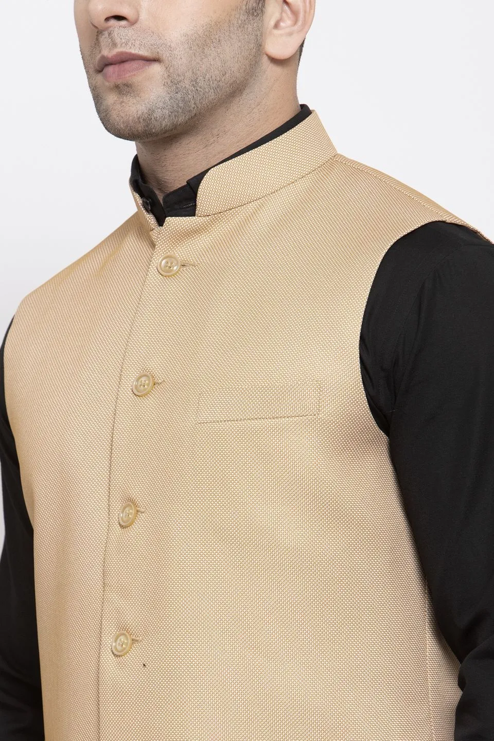 Polyester Cotton Beige Modi Nehru Jacket