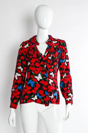 Poppy & Butterflies Wrap Blouse