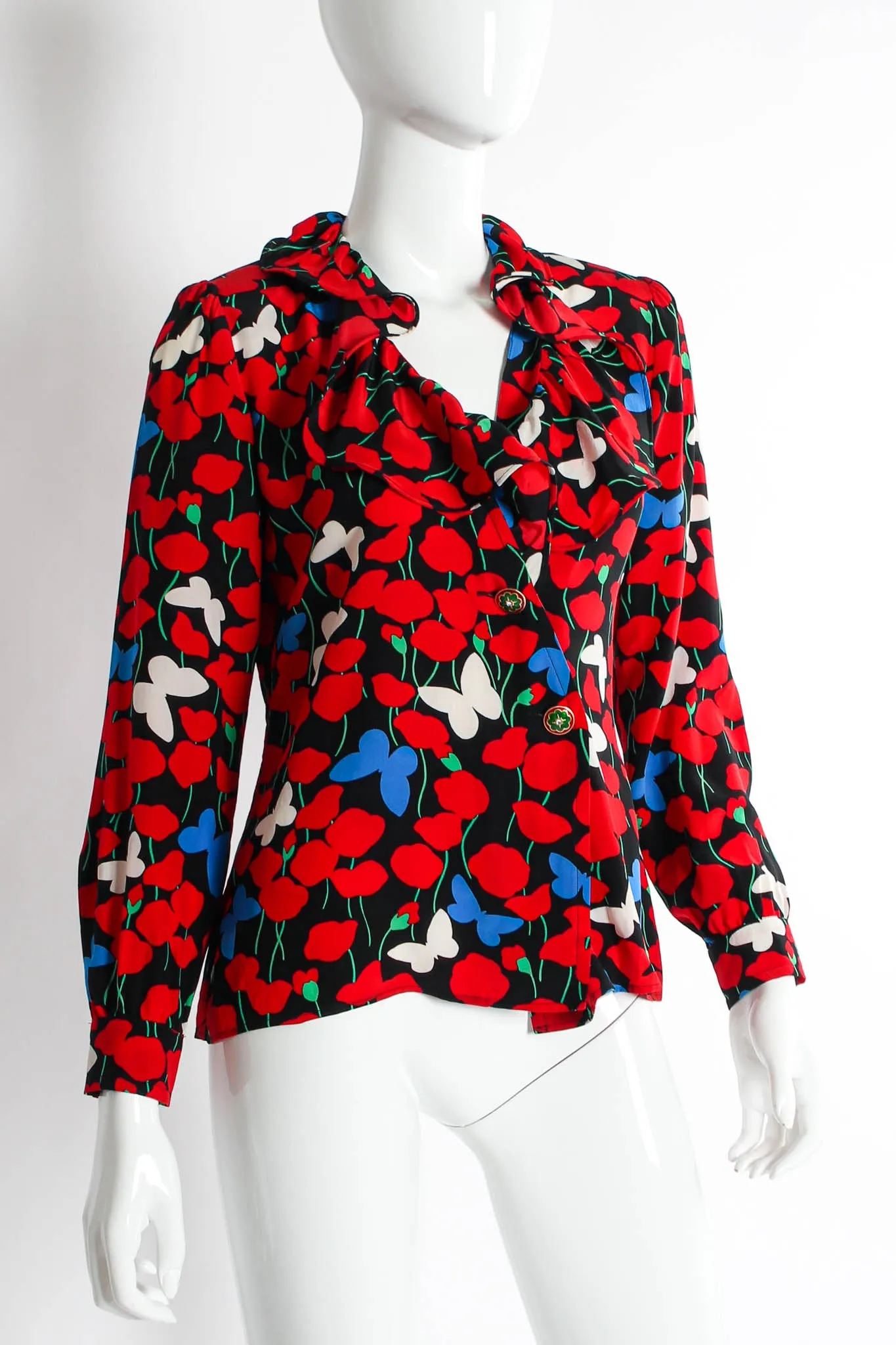 Poppy & Butterflies Wrap Blouse