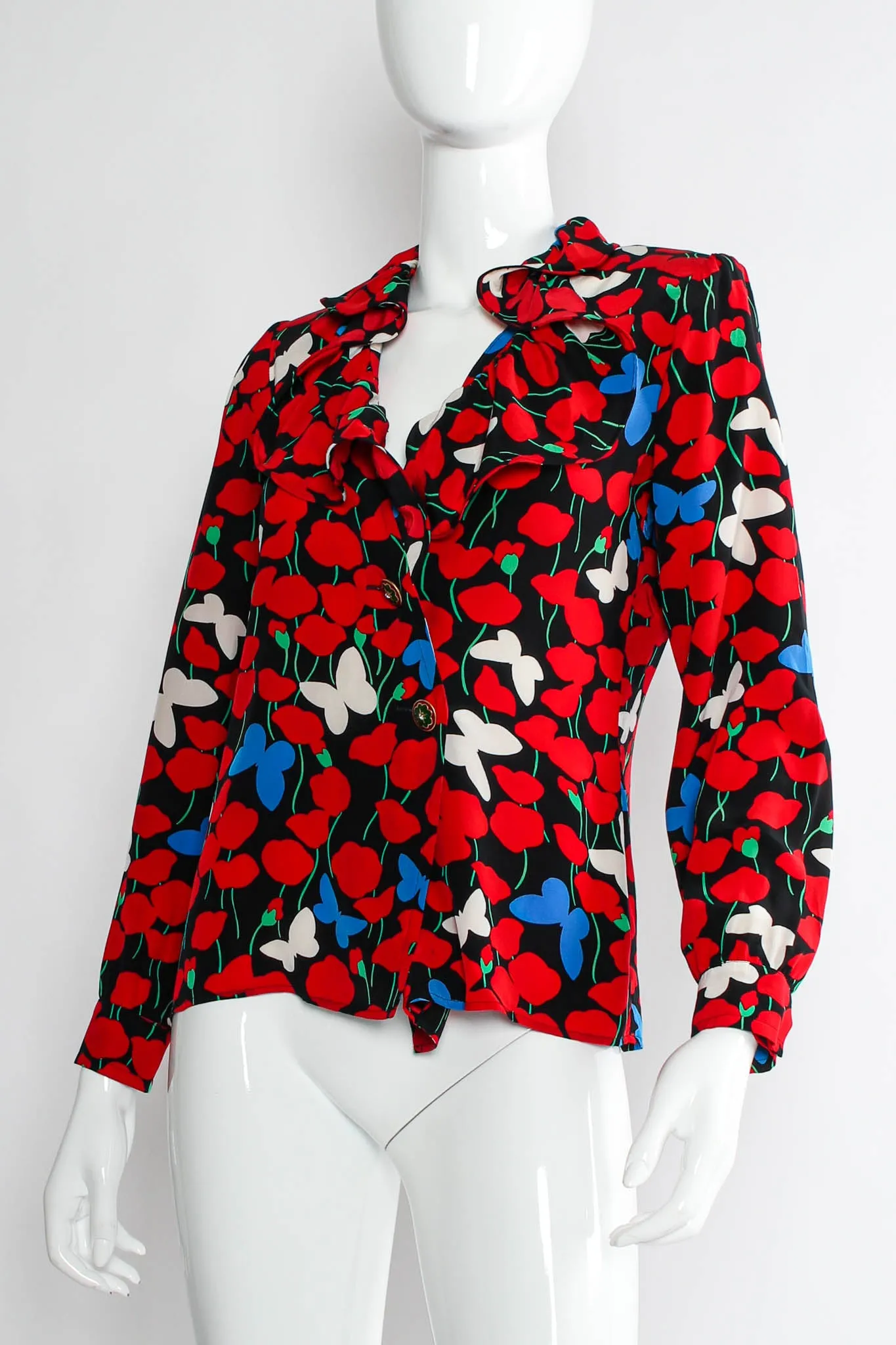 Poppy & Butterflies Wrap Blouse