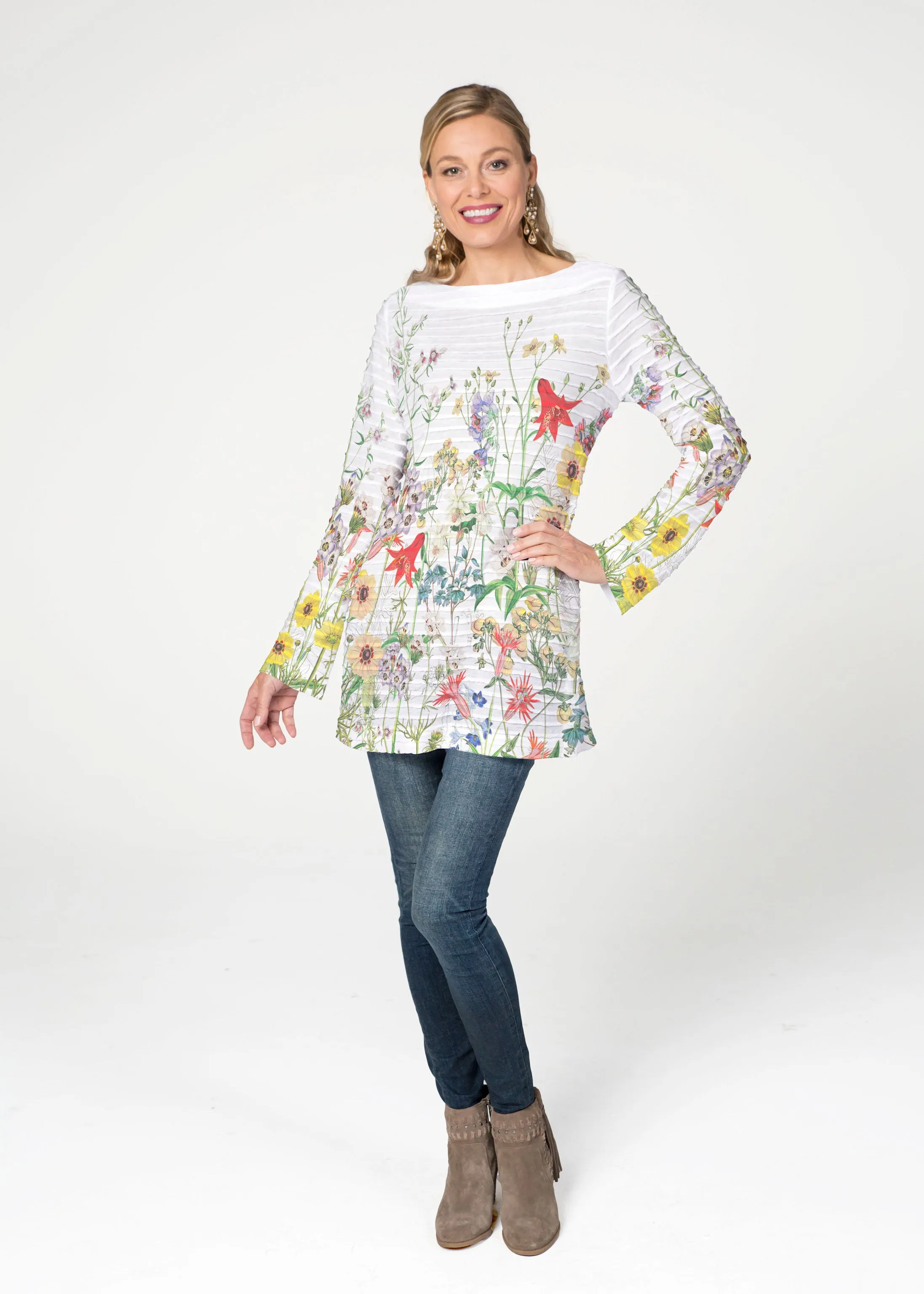 Prairie (7929) ~ Banded Boatneck Tunic