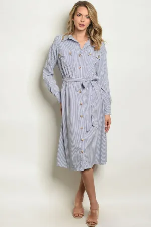 PRE-ORDER || Pin Striped Midi Dress