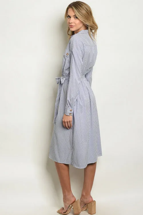 PRE-ORDER || Pin Striped Midi Dress