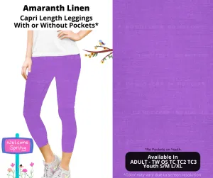 Preorder! Closes 1/8. ETA April. Amaranth Linen Capri Leggings w/wo Pockets