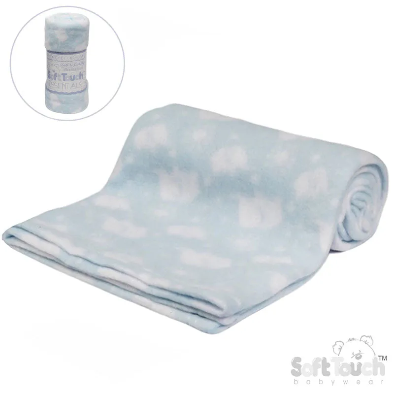 PRINTED BLUE BABY FLEECE WRAP (PK12) FBP10-B