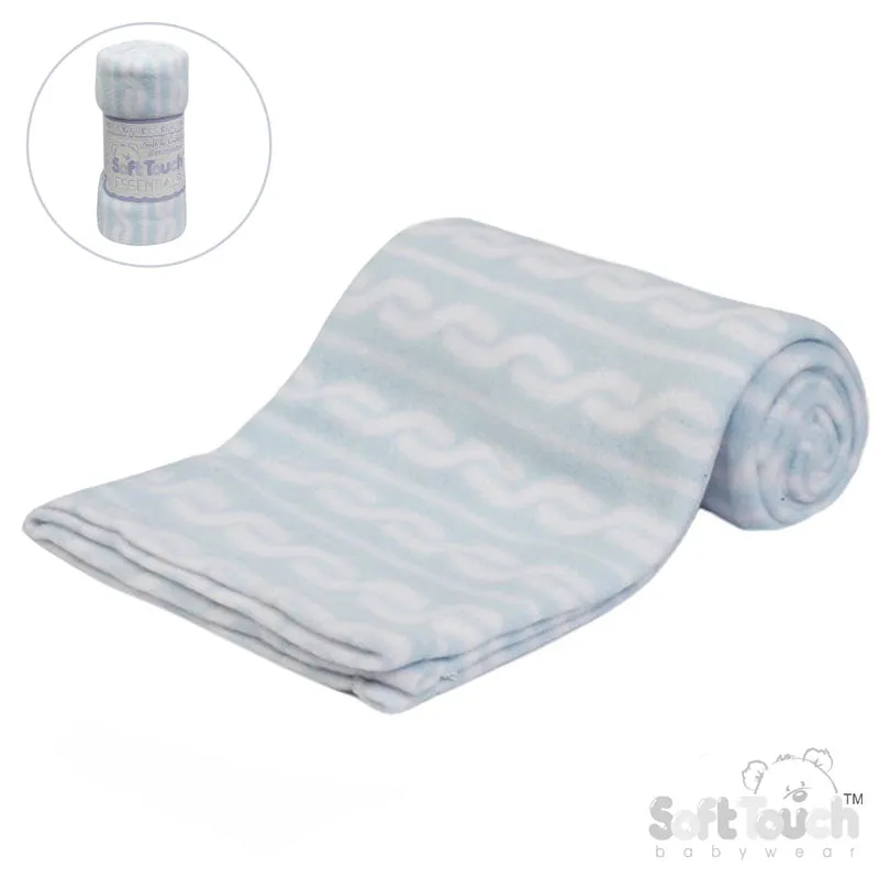 PRINTED BLUE BABY FLEECE WRAP (PK12) FBP10-B