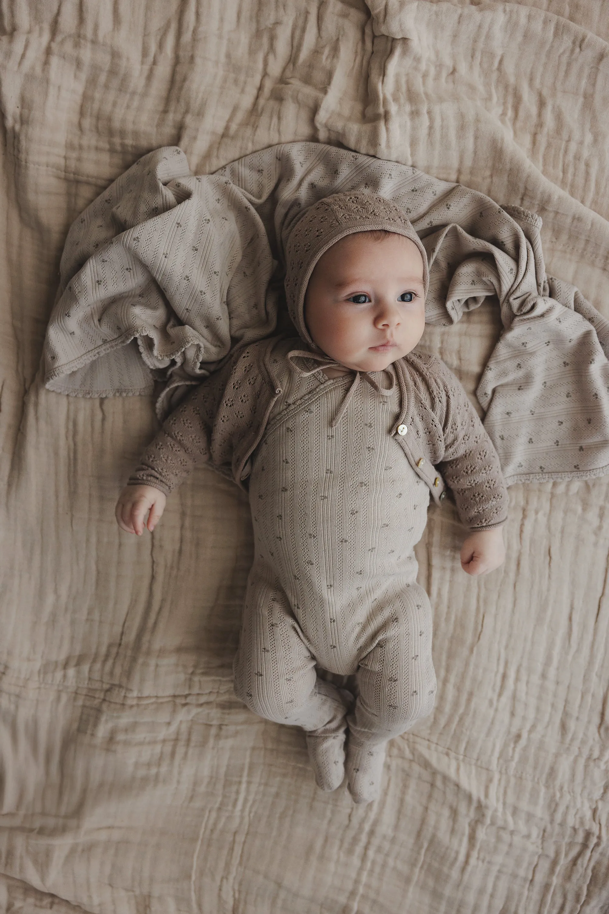 Printed Pointelle Wrap Layette Set