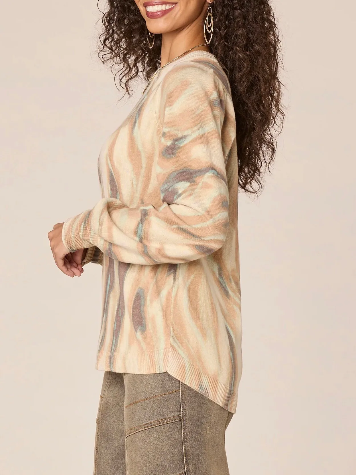 Printed Sweater - Coffee Multi