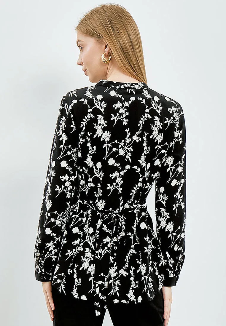 Printed V-Neck Long Sleeve Tunic