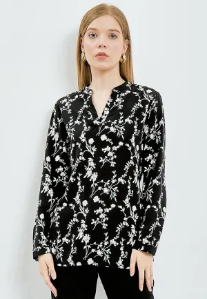Printed V-Neck Long Sleeve Tunic