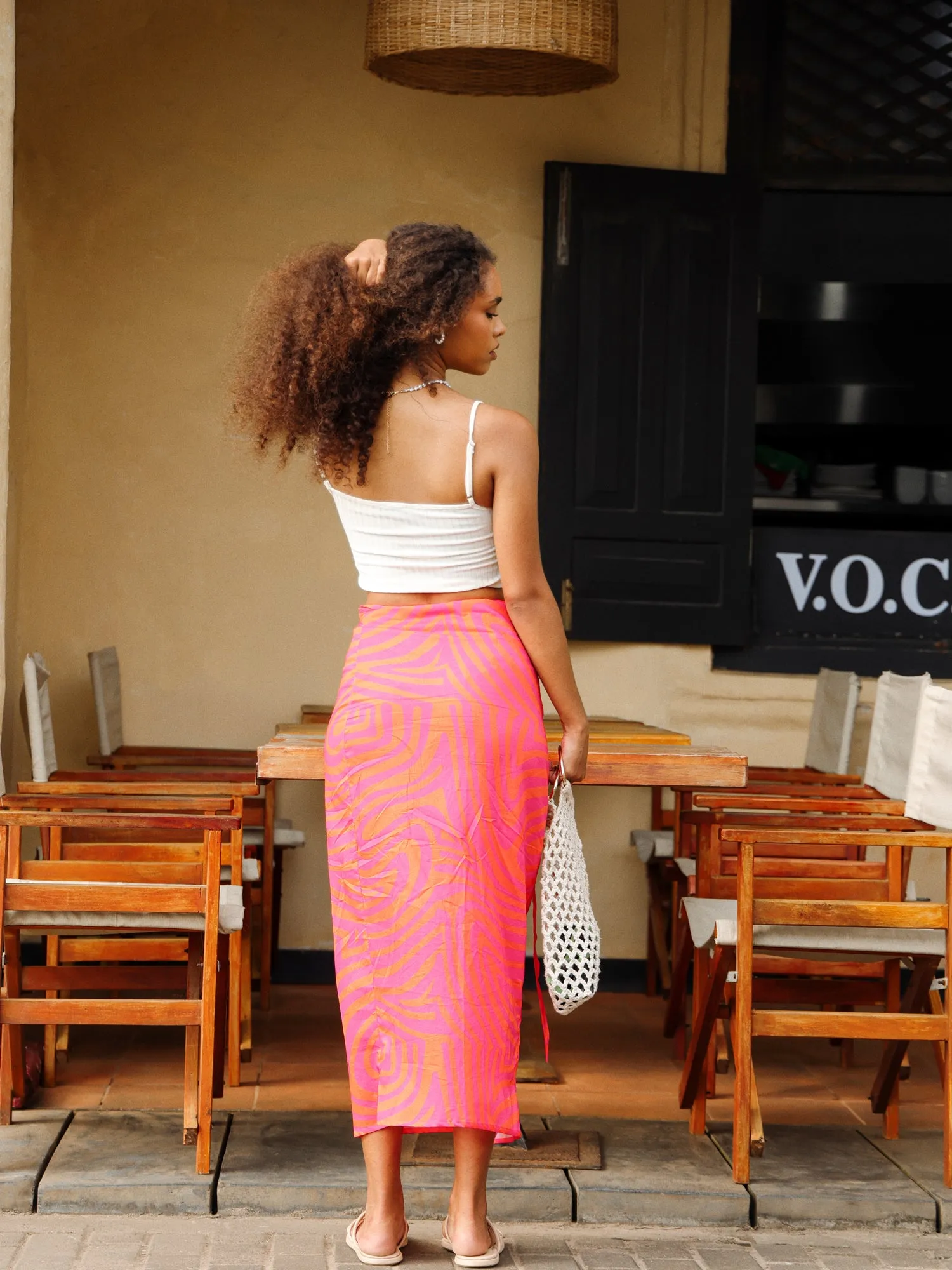 Printed Wrap Maxi Skirt