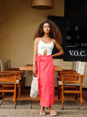 Printed Wrap Maxi Skirt
