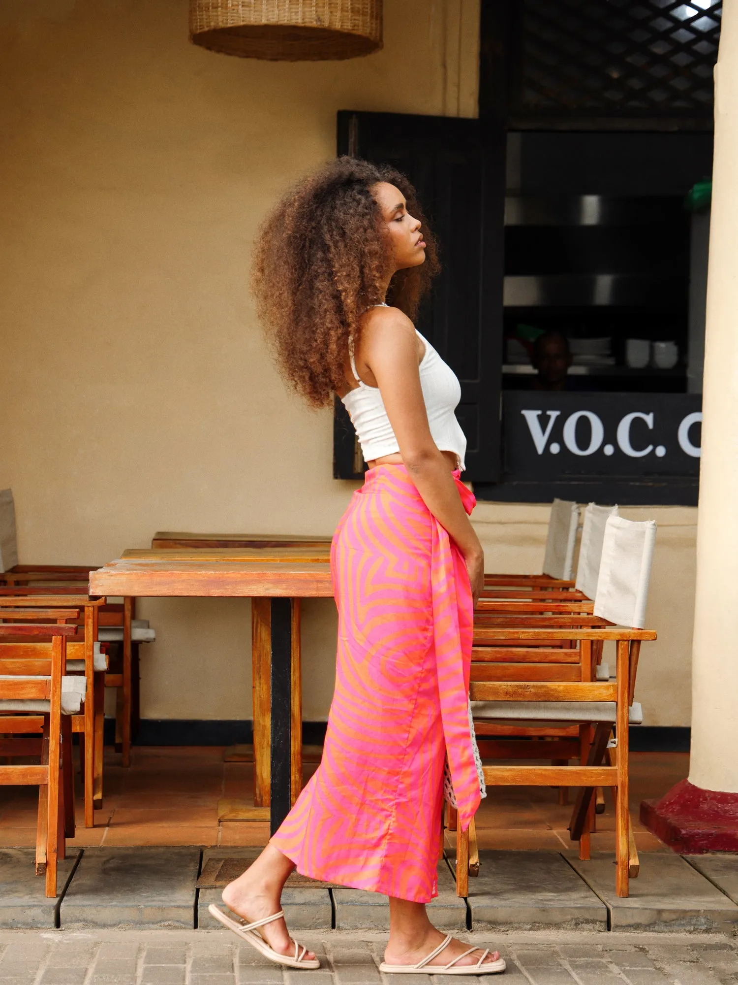 Printed Wrap Maxi Skirt