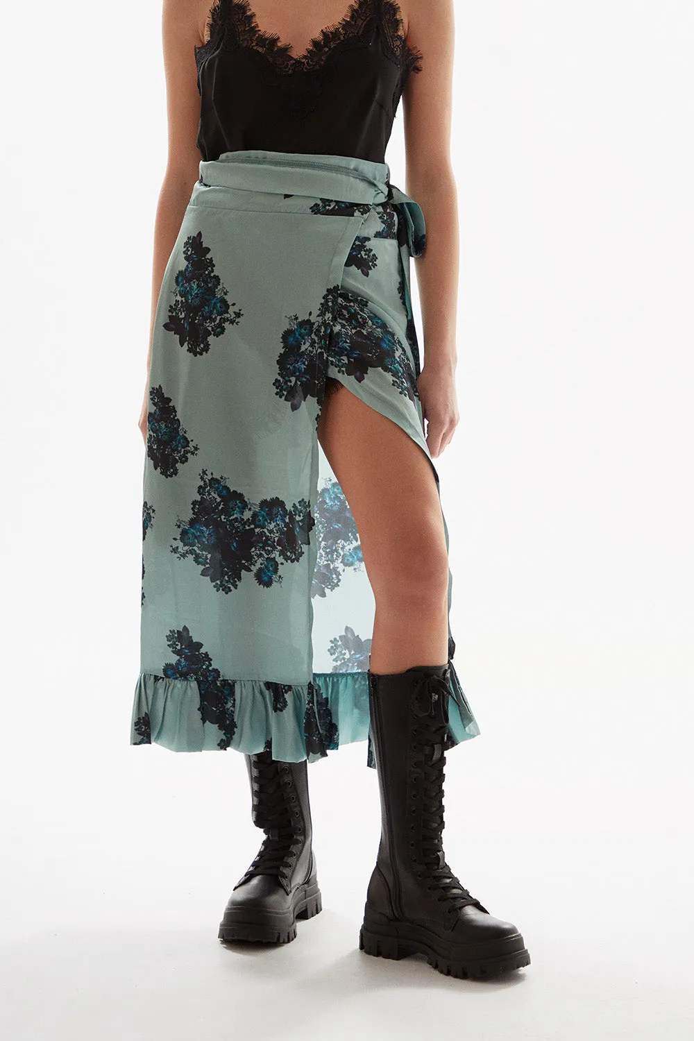 PRINTED WRAP SKIRT