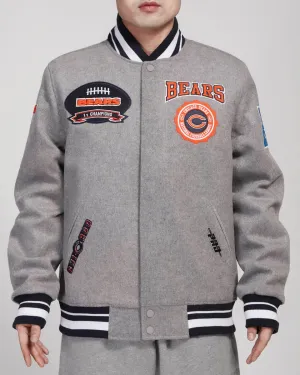 PRO STANDARD CHICAGO BEARS CREST EMBLEM WOOL VARSITY JACKET (HEATHER GREY/MIDNIGHT NAVY)