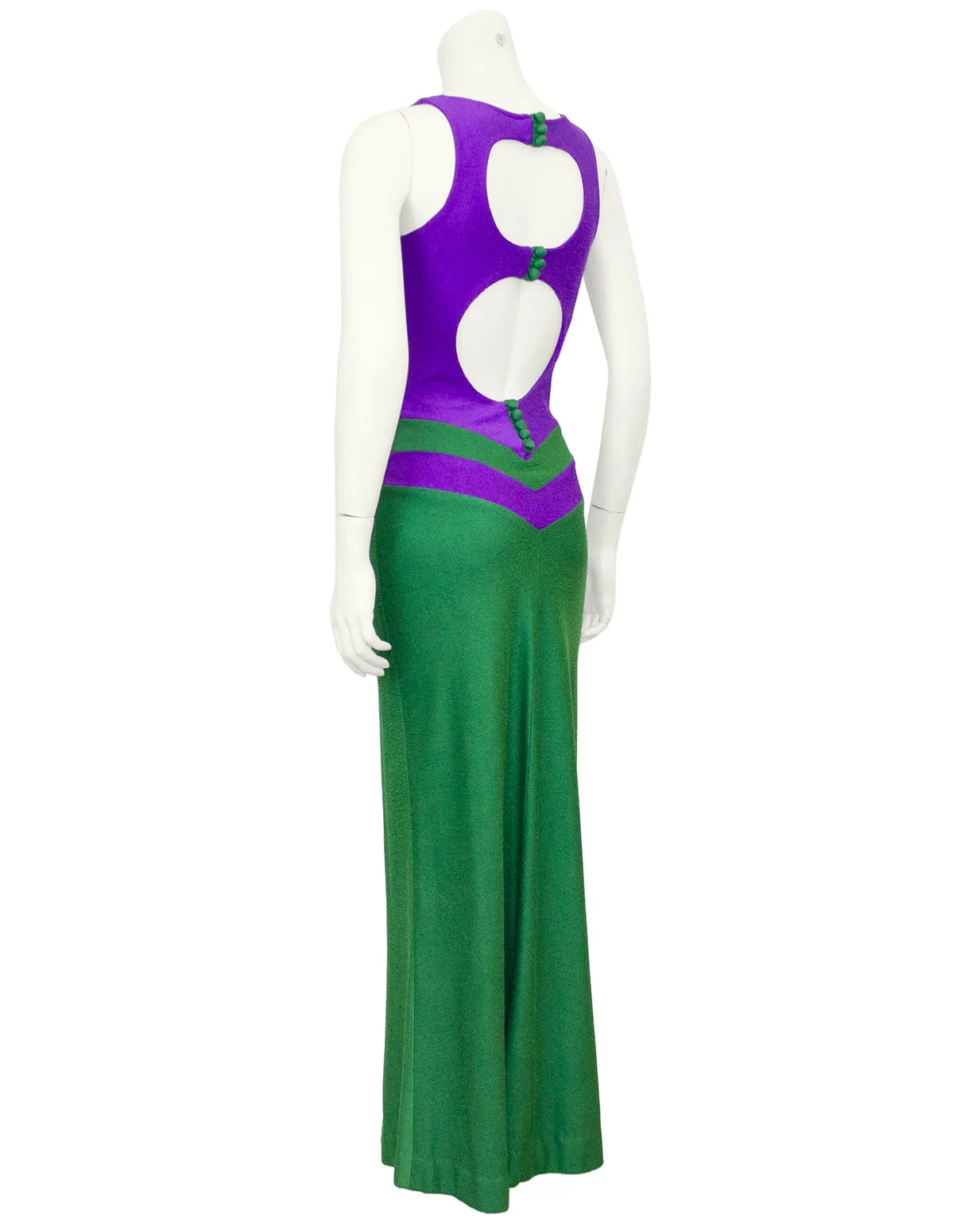 Purple and Green Cut-Out Mod Gown
