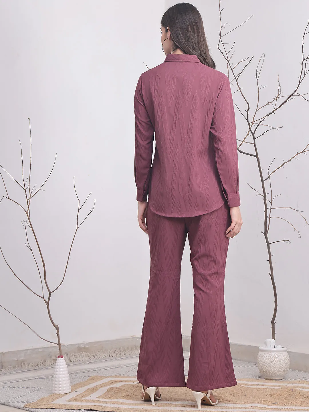 Purple Self-Design Co-Ord Set for Women | S-XXL | Claura