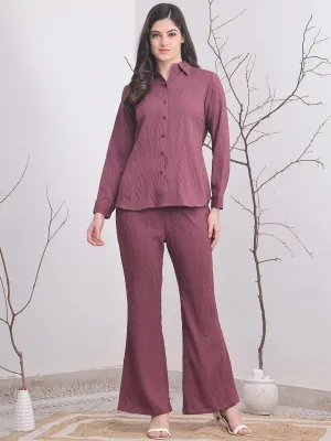 Purple Self-Design Co-Ord Set for Women | S-XXL | Claura
