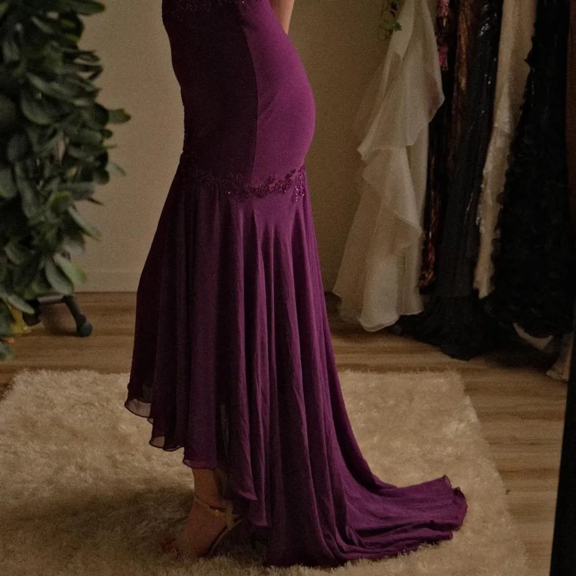 Purple Straps Appliques Elegant Formal Prom Dress Long Evening Dress, DP3149