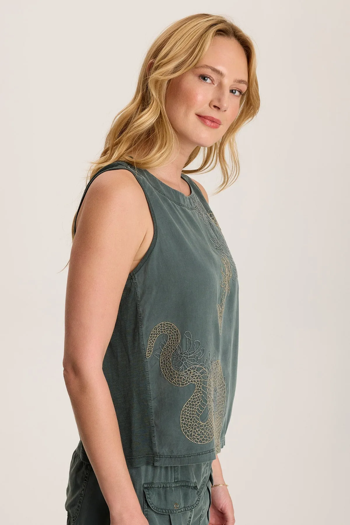 Quan Twill Embroidered Tank