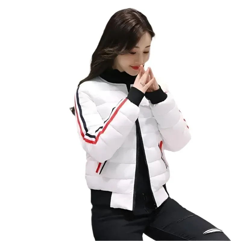 Quilted Cotton Women's Bomber Jacket: Padded Short High-Quality Winter Essential Parka Coat