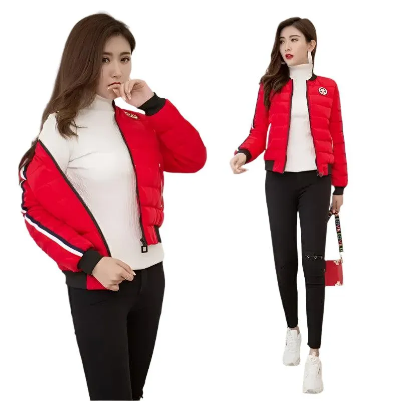 Quilted Cotton Women's Bomber Jacket: Padded Short High-Quality Winter Essential Parka Coat