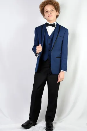 "Genova" Kids Sapphire Shawl Tuxedo 5-Piece Set