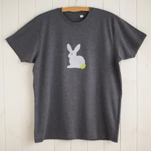 Rabbit Applique T-shirt - unisex/mens fit - Grey