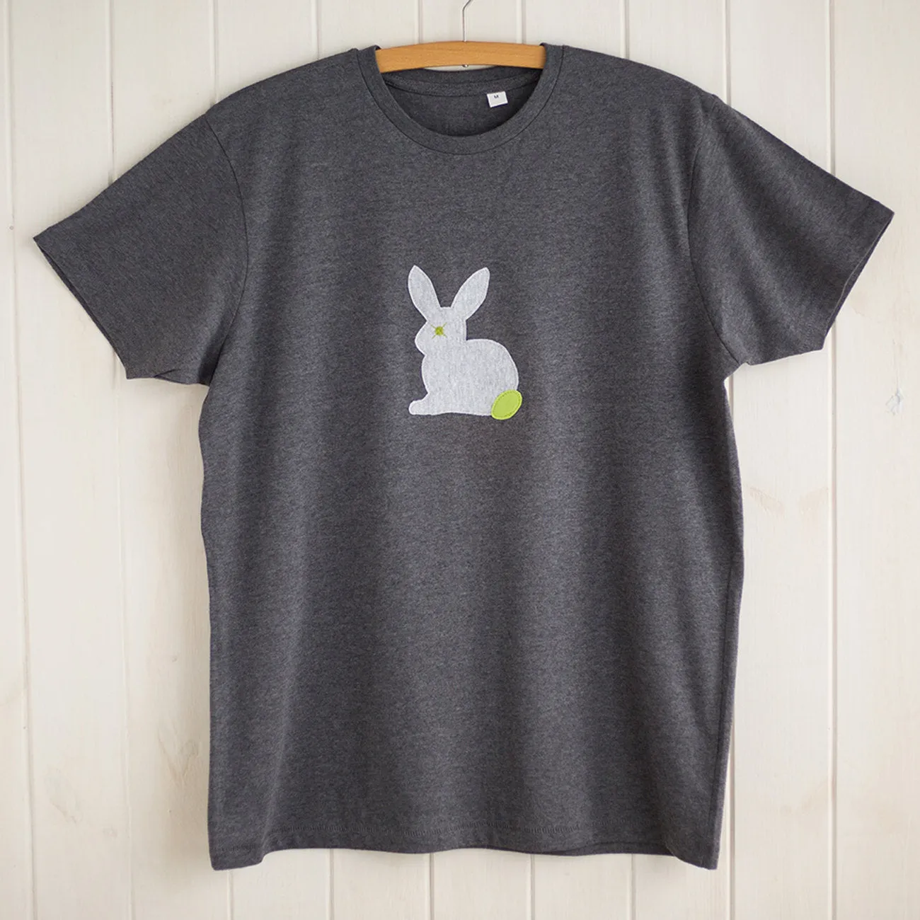 Rabbit Applique T-shirt - unisex/mens fit - Grey
