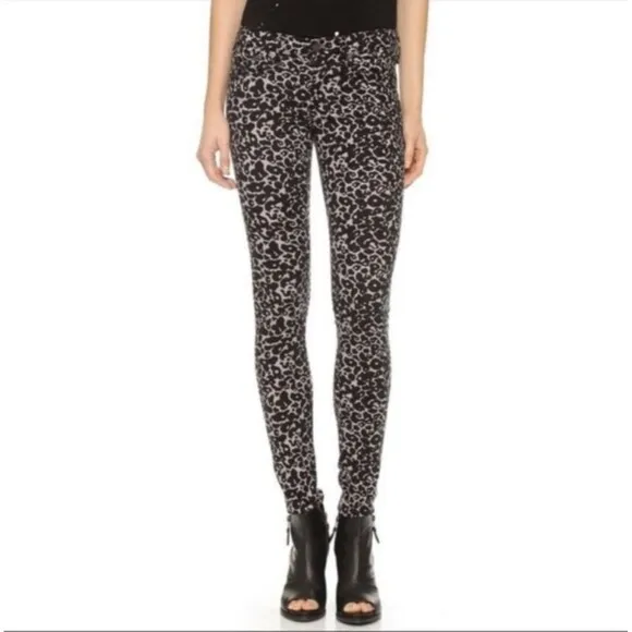 Rag &amp; Bone Animal Print Amoeba Skinny Stretch Denim Jeans Sz 25
