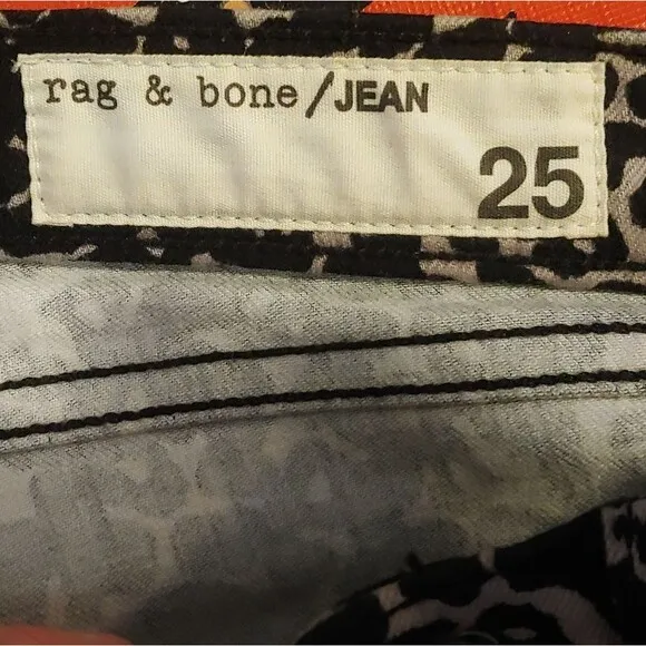 Rag &amp; Bone Animal Print Amoeba Skinny Stretch Denim Jeans Sz 25