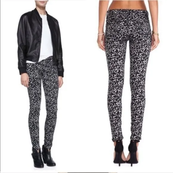 Rag &amp; Bone Animal Print Amoeba Skinny Stretch Denim Jeans Sz 25