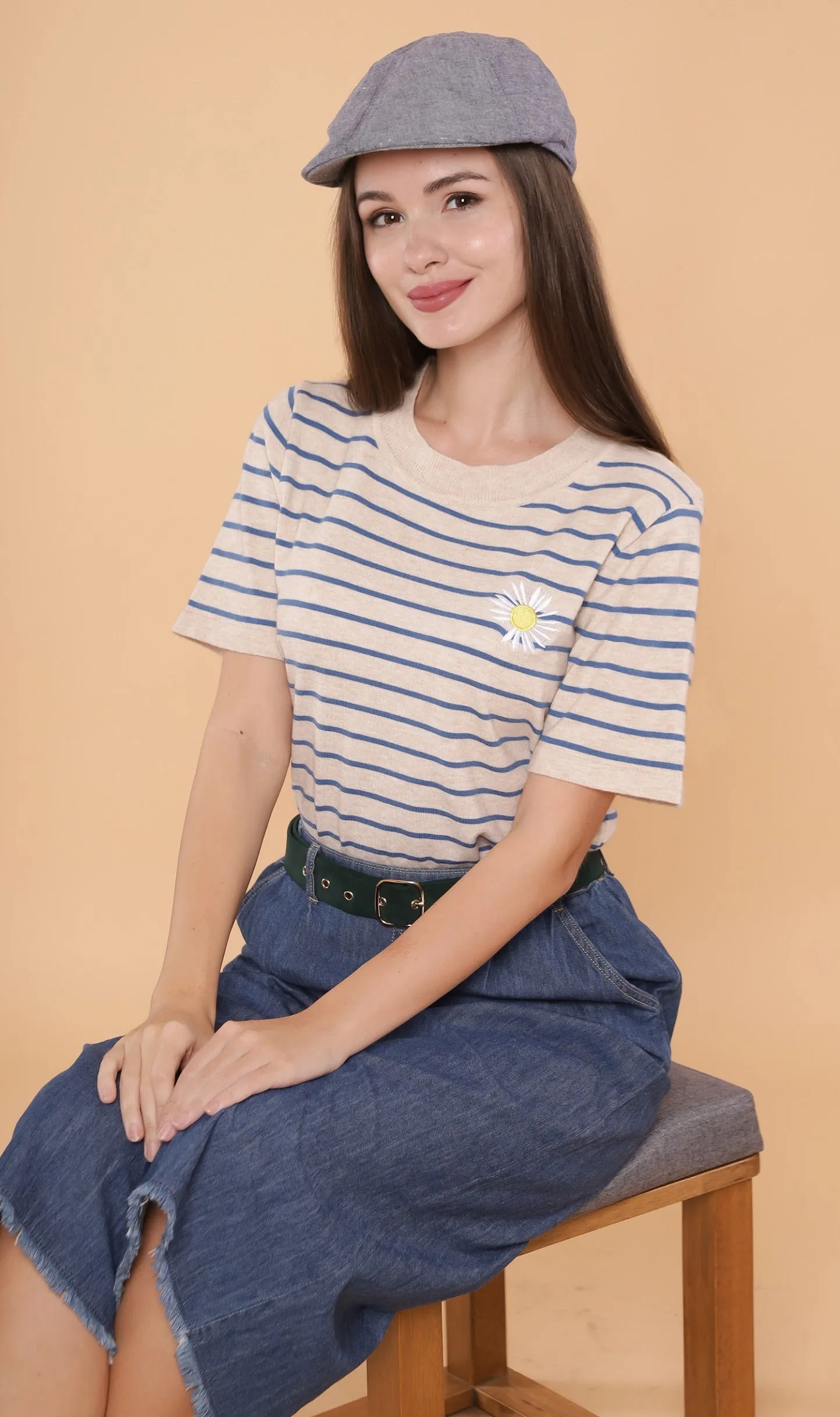 RANYA Striped Tee (Beige)