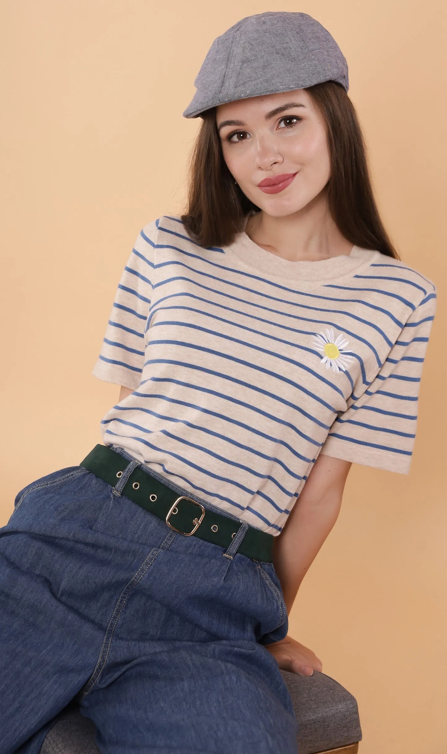 RANYA Striped Tee (Beige)