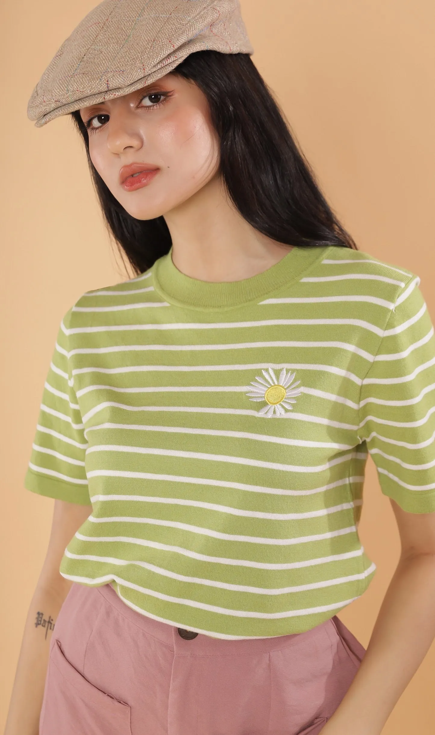 RANYA Striped Tee (Lime)