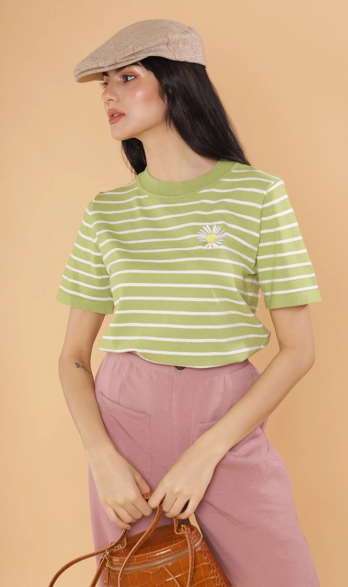 RANYA Striped Tee (Lime)