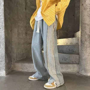 Raw Edge Wide Leg Pants - K-Pop Inspired Streetwear!