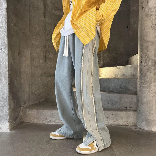 Raw Edge Wide Leg Pants - K-Pop Inspired Streetwear!
