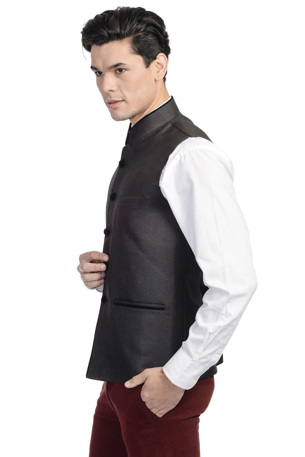 Rayon Black Modi Nehru Jacket