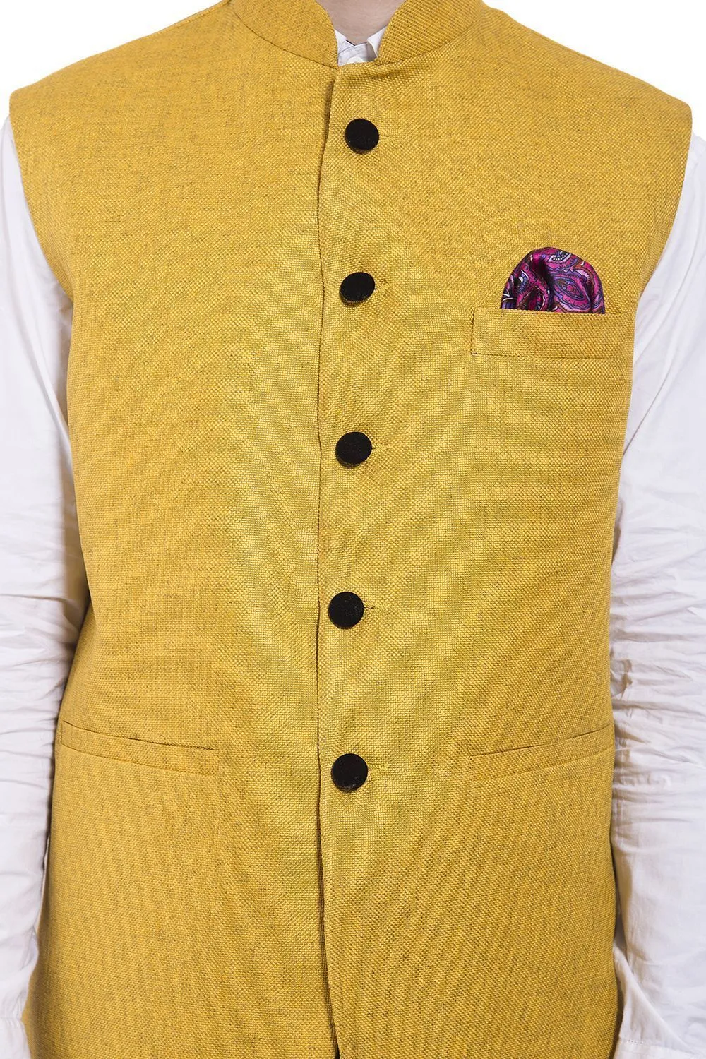 Rayon Yellow Modi Nehru Jacket