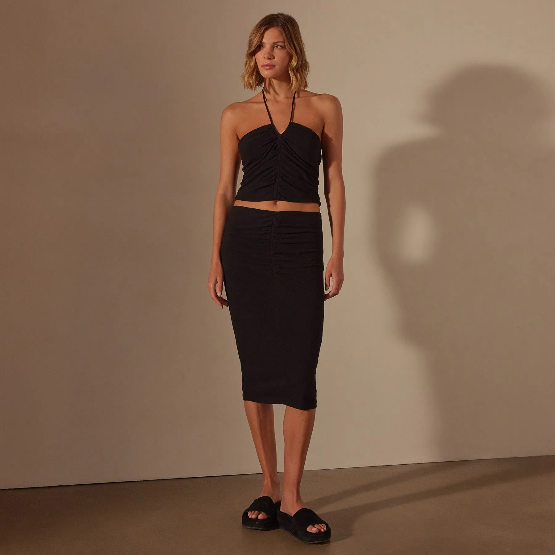 Recycled Brushed Jersey Skirt - Black