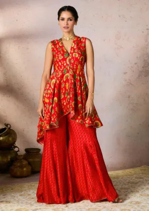 Red nomadic tribe tunic and sharara