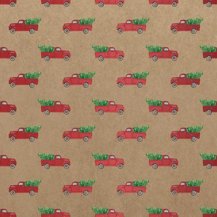 Red Truck Kraft Wrap, 2 Rolls